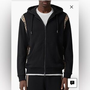 BURBERRY 
Vintage Check Panel Cotton Hooded Top M